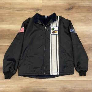 Vintage Ford Shelby Cobra Jacket Mens Size Medium Black Lined 80s Car Racing USA